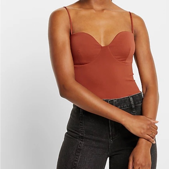 Express GreenBody Contour High Compression Bustier Bodysuit With Bra Cups NWT XL - Picture 2 of 6